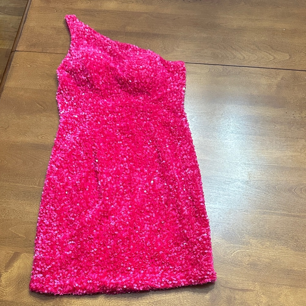VNAIX Pink Sequin One Shoulder Mini Dress Juniors XS/S Party